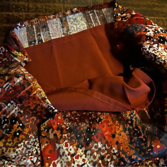 NWT Adelyn Rae Shorts Romper Womens Large Lined Brown Yellow Orange Fall Colors - Picture 5 of 5